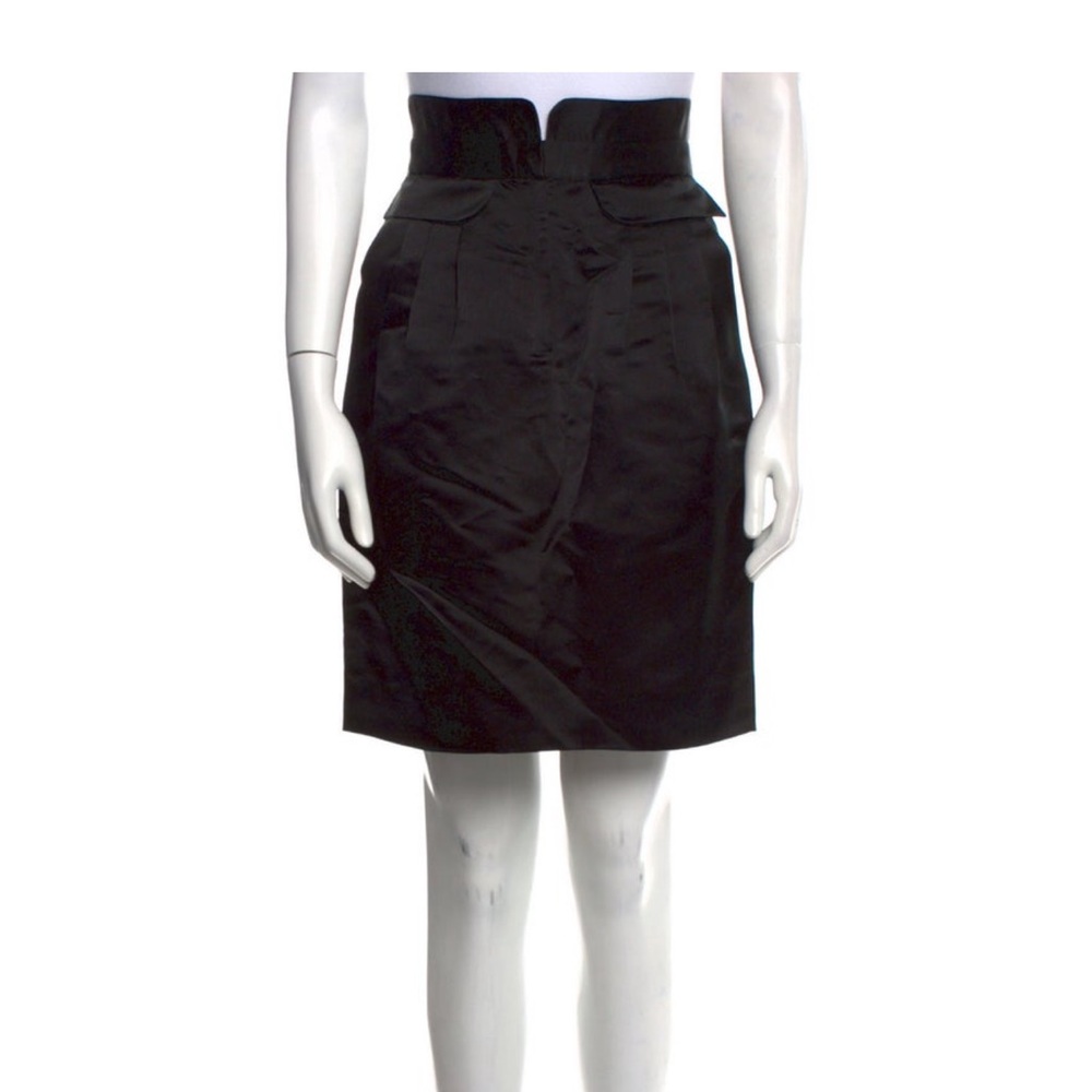 Vivienne Tam Black Satin Silk Pencil Skirt Size 4